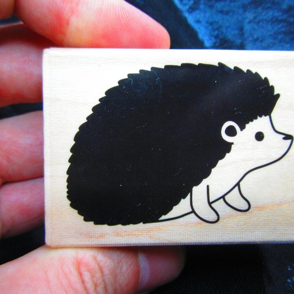 Hedgehog Wood Mounted Stamp 1.75" X 2.5" - Picture 1 of 3